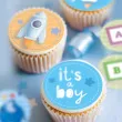 dekoracja na muffinki baby shower boy its a boy oplatki dekora 3 4 cm