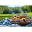dekoracja na muffinki kielbaski ciasto pikery oktoberfest flagi w kratke niebieskie 6 szt