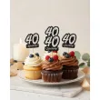 dekoracja na muffinki pikery 40 urodziny glamour ozdobne szpilki na babeczki 6 szt