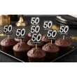 dekoracja na muffinki pikery 50 urodziny glamour ozdobne szpilki na babeczki 6 szt