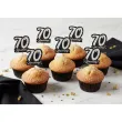 dekoracja na muffinki pikery 70 urodziny glamour ozdobne szpilki na babeczki 6 szt