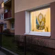 dekoracja na okno boze cialo plakat do przyklejenia hostia i flaga watykanu 42x56 cm