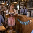dekoracja na oktoberfest baner papierowy napis niebieska krata bawarska girlanda ozdoba 2 m