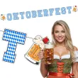 dekoracja na oktoberfest baner papierowy napis niebieska krata girlanda ozdoba 2 m
