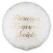 dekoracja na pierwsza komunie swieta balon foliowy zlota ramka bialy do girland 18 rnd