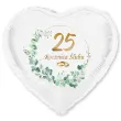 dekoracja na rocznice slubu srebrne gody balon foliowy serce liczba 25 bialy 18 hrt