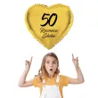 dekoracja na rocznice slubu zlote gody balon foliowy serce liczba 50 zloty 18 hrt