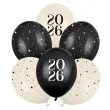 dekoracja na sylwestra balony lateksowe 2026 czarne kremowe nowy rok do girland 12 6 szt