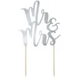 dekoracja na tort mr mrs srebrna partydeco 25 5 cm