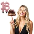 dekoracja na tort na 18 urodziny swieczka osiemnastkowa liczba 18 rozowe zloto 8 cm