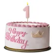 dekoracja na tort na roczek swieczka cyfra 1 urodziny rozowy 10 cm