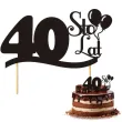 dekoracja na tort topper 40 urodziny czarny 17 cm