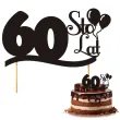 dekoracja na tort topper 60 urodziny czarny 17 cm