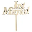 dekoracja na tort topper just married drewniany godan 13 cm