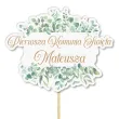 dekoracja na tort topper komunia swieta eukaliptus personalizowany imie