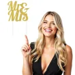 dekoracja na tort topper mr mrs brokat zlota godan