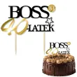 dekoracja na tort topper papierowy bosski 40 latek zloto czarny 16 cm