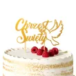 dekoracja na tort topper papierowy chrzest swiety golebica zloty 14 5 x 16 cm