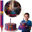 dekoracja na tort urodziny kibica fana fc barcelona fontanna raca tortowa pilka nozna 18cm