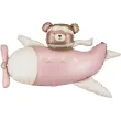 dekoracja na urodziny baby shower dziewczynki balon foliowy mis w samolocie rozowy jasny 44