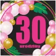 dekoracja na urodziny balon foliowy baloniki liczba 30 czarno rozowy 18 rnd