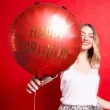 dekoracja na urodziny balon foliowy happy birthday czerwony matowy do girland 18 rnd