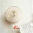 dekoracja na urodziny balon foliowy happy birthday kremowy matowy do girland 18 rnd