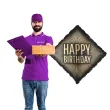 dekoracja na urodziny balon foliowy happy birthdfay czarno zloty matowy 20 sqr