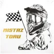 dekoracja na urodziny balon foliowy zuzel mistrz toru bialy do girland motocykl 18 rnd