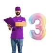dekoracja na urodziny duzy balon foliowy cyfra 3 teczowa do girlandy jubileusz 39 dgt