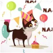 dekoracja na urodziny milosnika kotow balon foliowy naj naj naj prezent 18 rnd