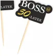 dekoracja na urodziny pikery bosski 50 latek ozdobne szpilki na muffinki babeczki 6 szt