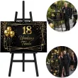 dekoracja na urodziny tablica powitalna dowolne urodziny twoje imie zloto czarna balony glamour