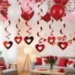 dekoracja na walentynki wesele swiderki wiszace serca czerwony metalik partydeco 5 szt