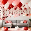 dekoracja na walentynki wesele swiderki wiszace serca czerwony metalik partydeco 5 szt