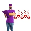dekoracja na walentynki wesele swiderki wiszace serca czerwony metalik partydeco 5 szt