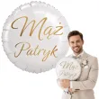 dekoracja na wesele prezent na slub balon foliowy maz imie personalizacja bialy zloty 18