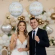 dekoracja na wesele prezent na slub balon foliowy zona imie personalizacja bialy zloty 18