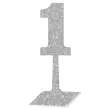 dekoracja numer na stol 1 srebrny brokat 19 cm