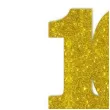 dekoracja numer na stol 10 zloty brokat 19 cm