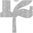 dekoracja numer na stol 12 srebrny brokat 19 cm