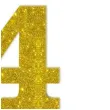 dekoracja numer na stol 14 zloty brokat 19 cm