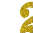 dekoracja numer na stol 2 zloty brokat 19 cm