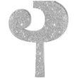 dekoracja numer na stol 3 srebrny brokat 19 cm