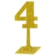 dekoracja numer na stol 4 zloty brokat 19 cm