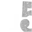 dekoracja numer na stol 5 srebrny brokat 19 cm