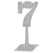 dekoracja numer na stol 7 srebrny brokat 19 cm