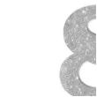dekoracja numer na stol 8 srebrny brokat 19 cm