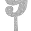 dekoracja numer na stol 9 srebrny brokat 19 cm