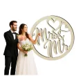dekoracja obrecz okragla mr i mrs drewniana 40cm